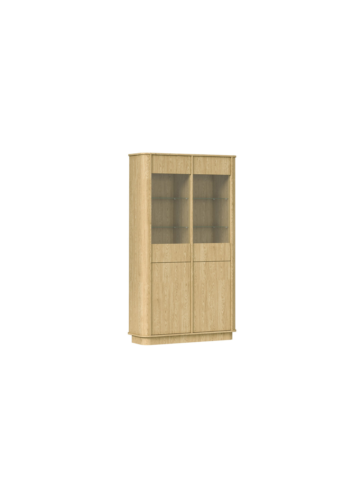 Witryna wysoka Vello 108 cm dąb baltic dune z czterema drzwiami i szklanymi frontami