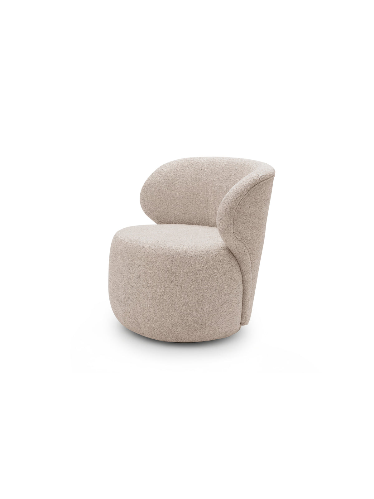 Fotel wypoczynkowy Cocoon w beżowej tkaninie boucle Catch Me 02 widok z profilu