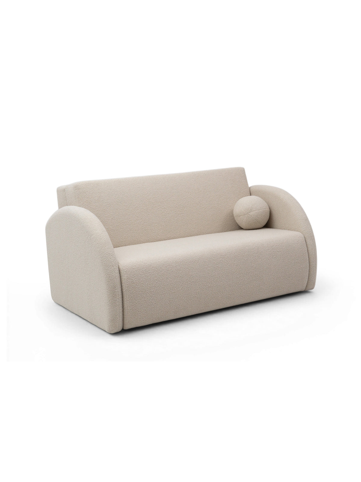 Sofa rozkładana Nubi dwuosobowa 120 cm w kolorze jasnobeżowym z poduszką i pojemnikiem