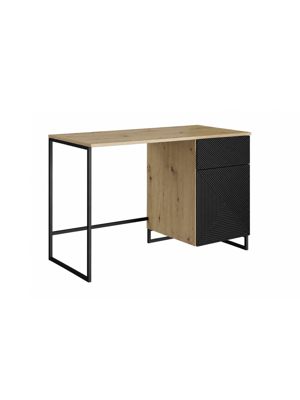 Biurko Asha 120 cm z szufladą - artisan / czarny mat / czarny stelaż