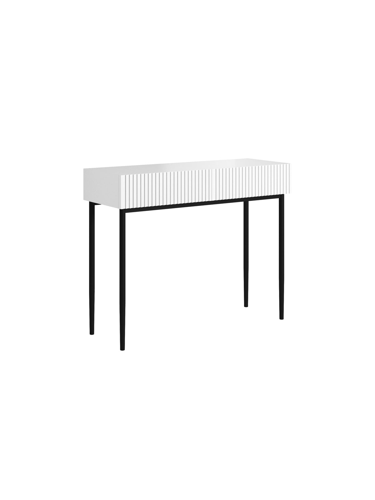 Biurko Nicole 100 cm z szufladami - biały mat / czarne nóżki
