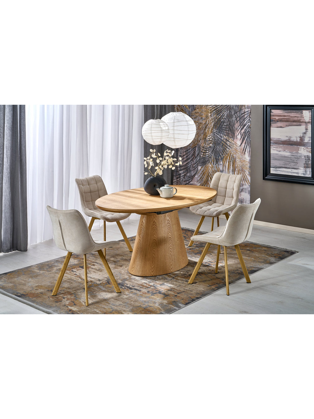 Stół owalny Nexor rozkładany 160-200x100 cm dąb naturalny z nogami MDF
