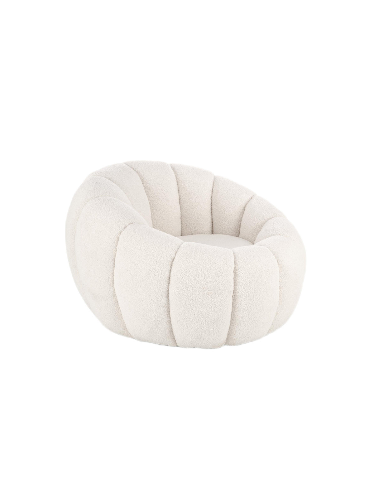 Fotel wypoczynkowy Pares kremowy boucle Lambi 1 w stylu Modern Organic, widok z przodu