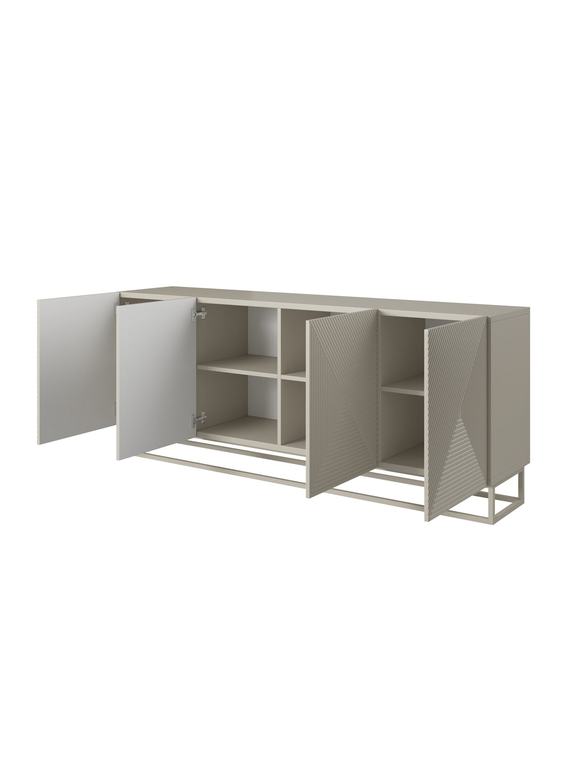 Komoda Asha 200 cm czterodrzwiowa - kaszmir / kaszmir stelaż