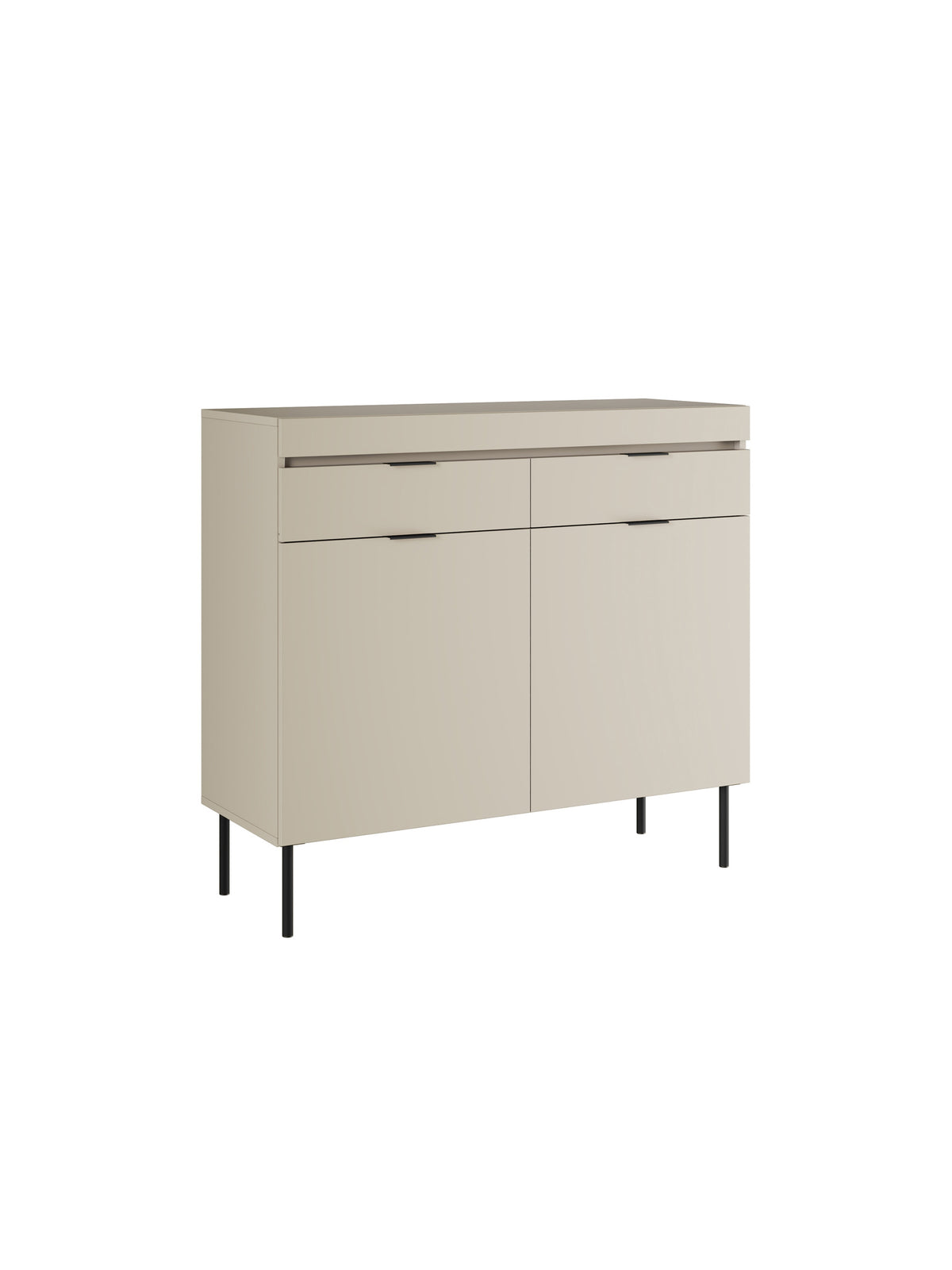 Komoda dwudrzwiowa Sentia 105 cm z dwoma szufladami - kaszmir / czarny