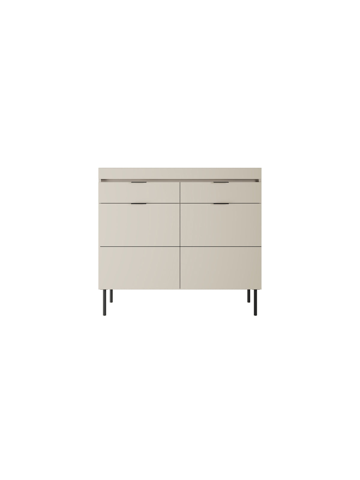 Komoda dwudrzwiowa Sentia 105 cm z dwoma szufladami - kaszmir / czarny