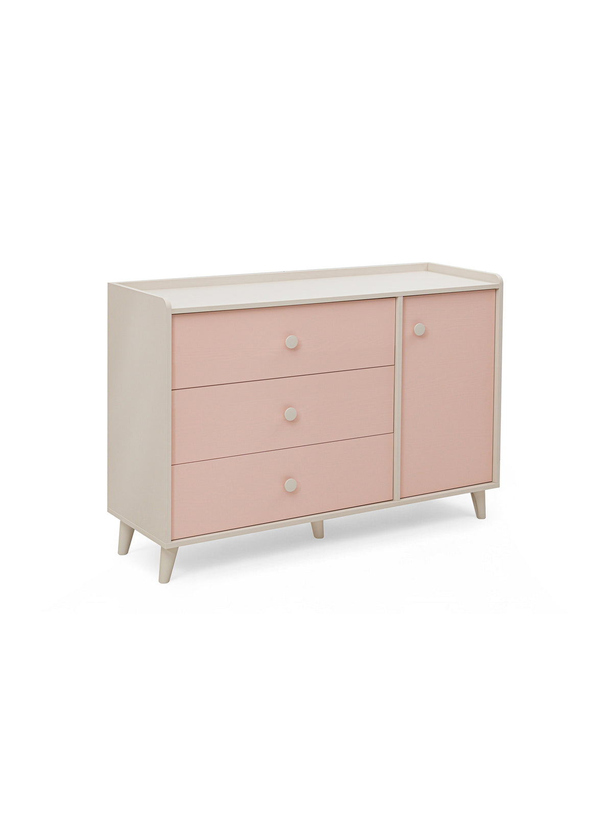 Komoda dziecięca Marla 120 cm w kolorze piasek pustyni i szuflady millenial pink