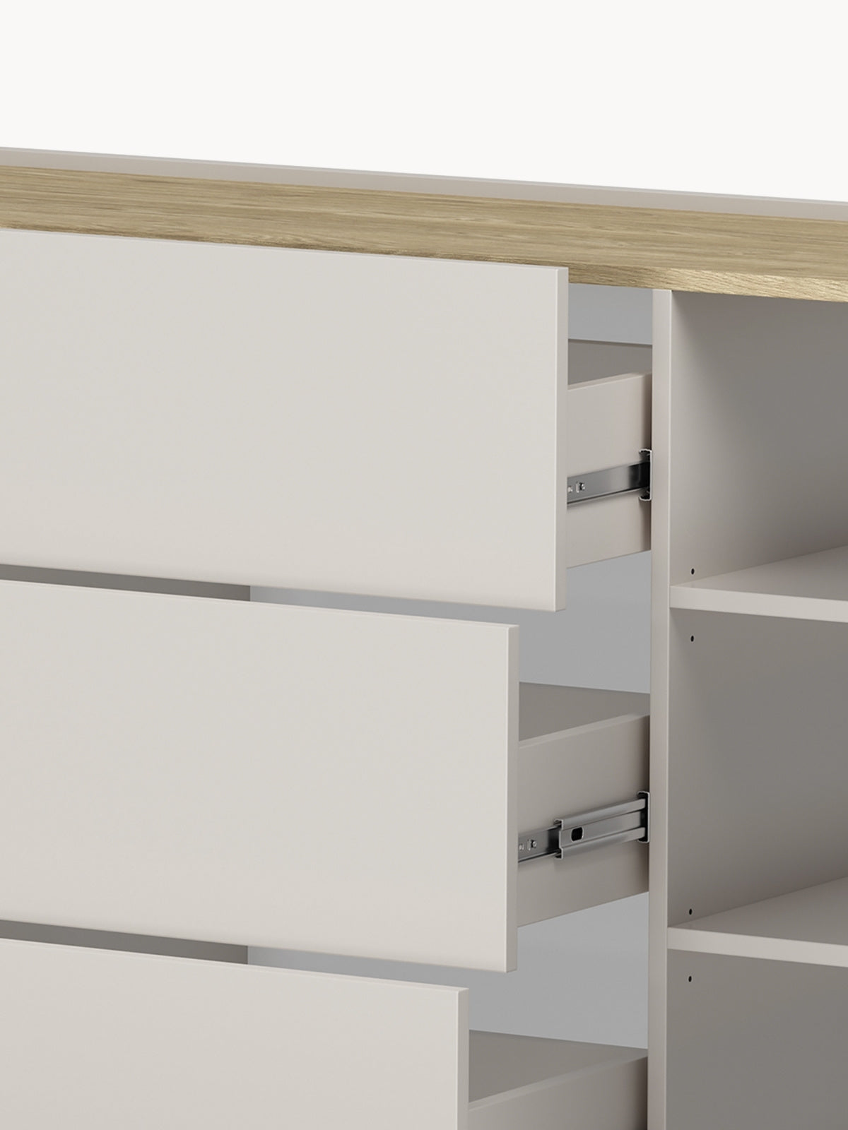 Komoda Elivo 150 cm z szufladami - kaszmir / dąb olejowany