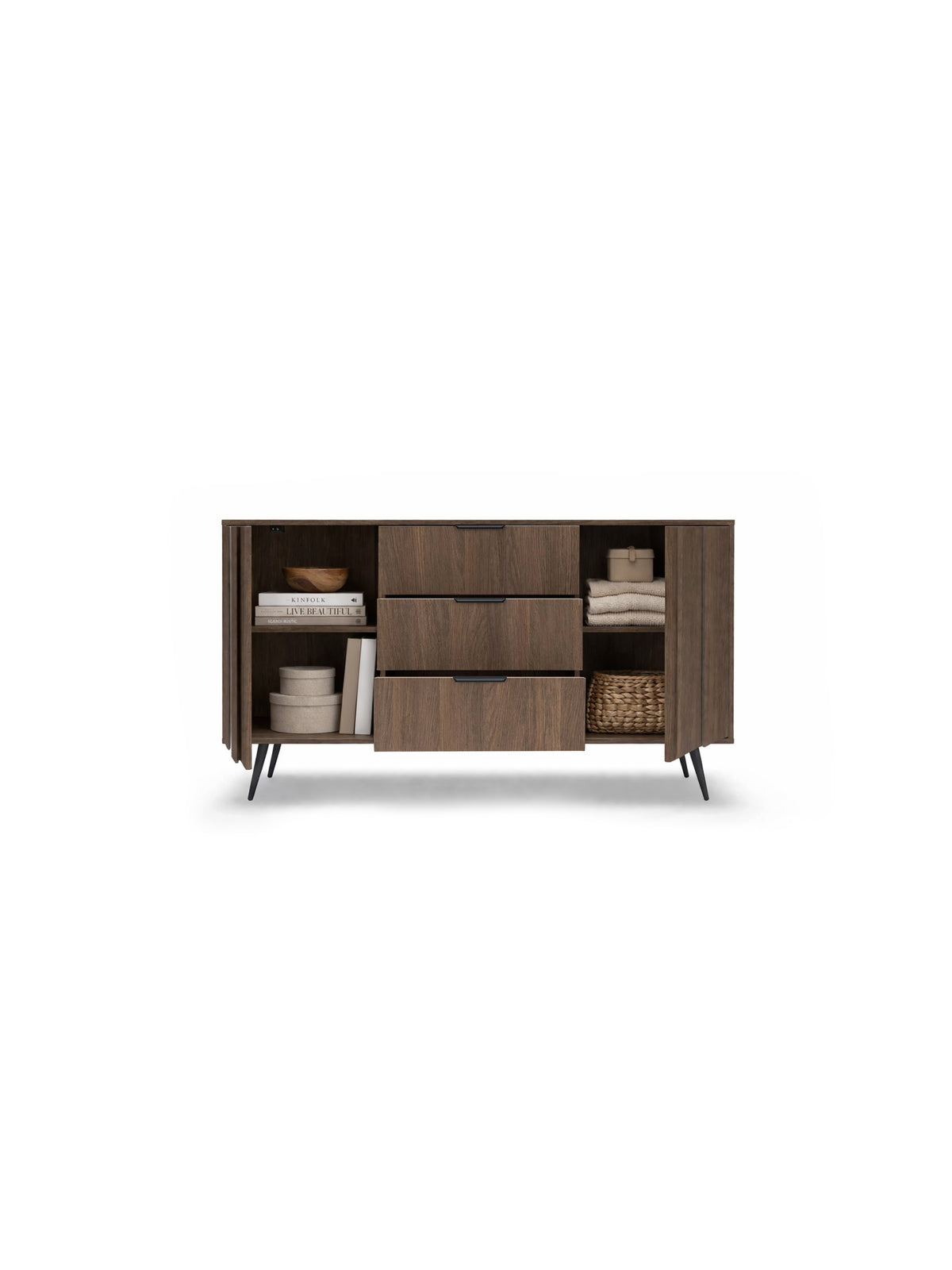 Komoda Flaro 153 cm dąb dunin z 2 szufladami i LED