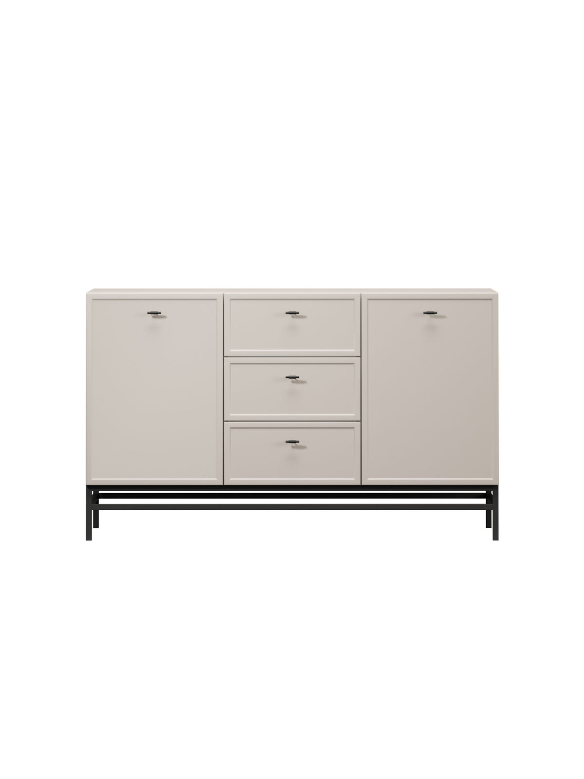 Komoda Lorini 150 cm kaszmir z czarnym metalowym stelażem i szufladami