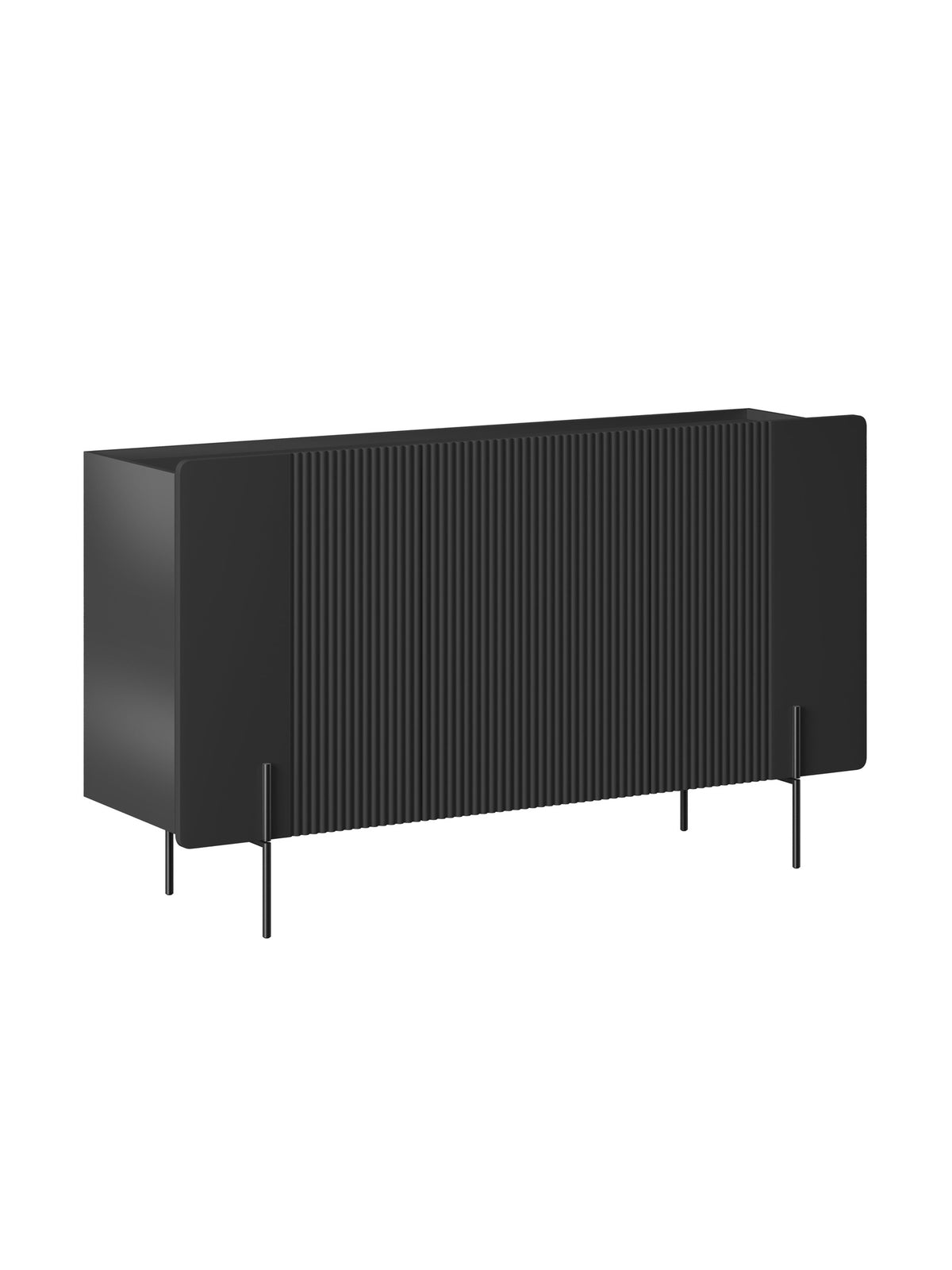 Komoda Malmi 150 cm trzydrzwiowa - czarny mat / czarne nóżki