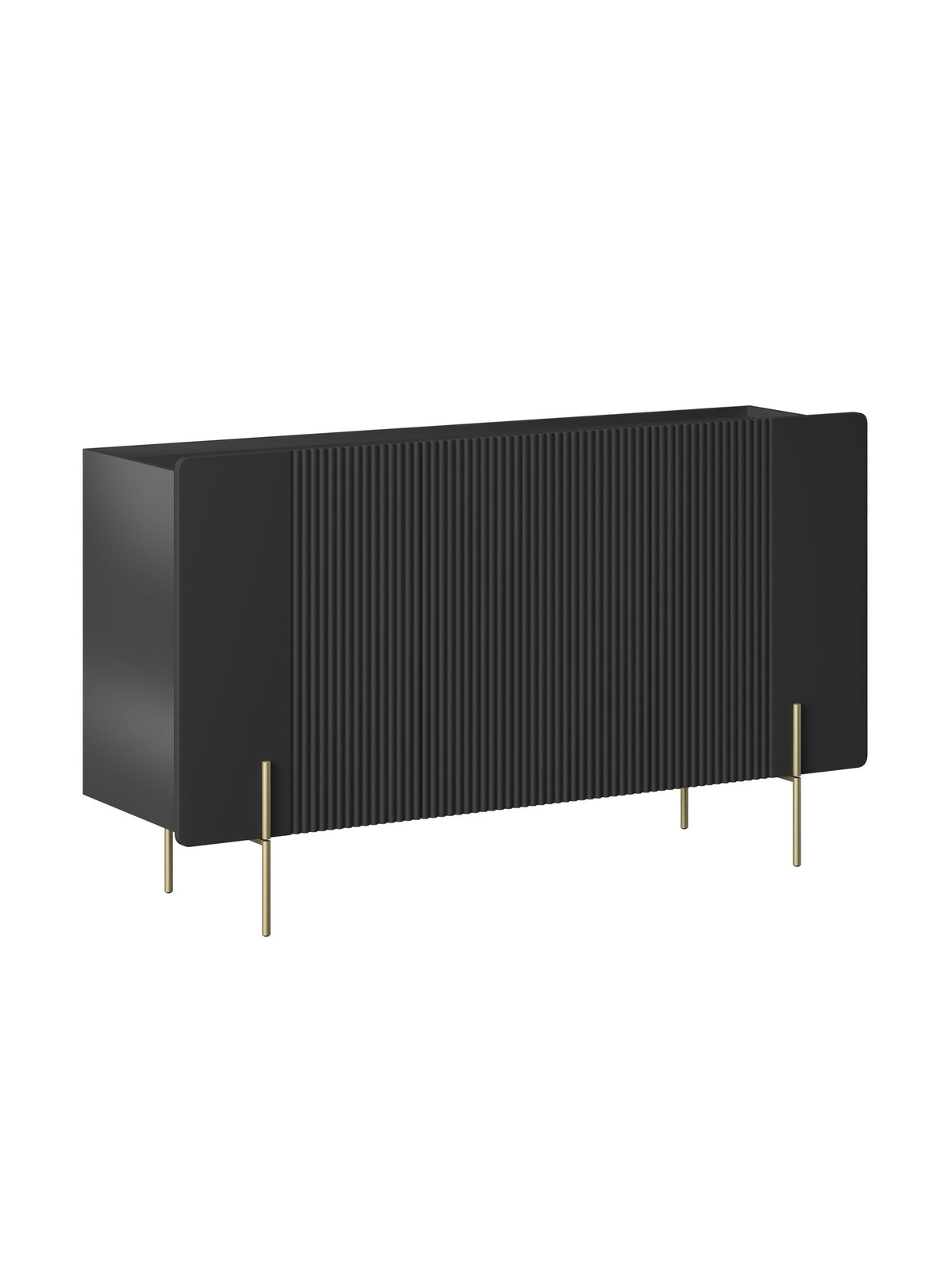 Komoda Malmi 150 cm trzydrzwiowa - czarny mat / złote nóżki
