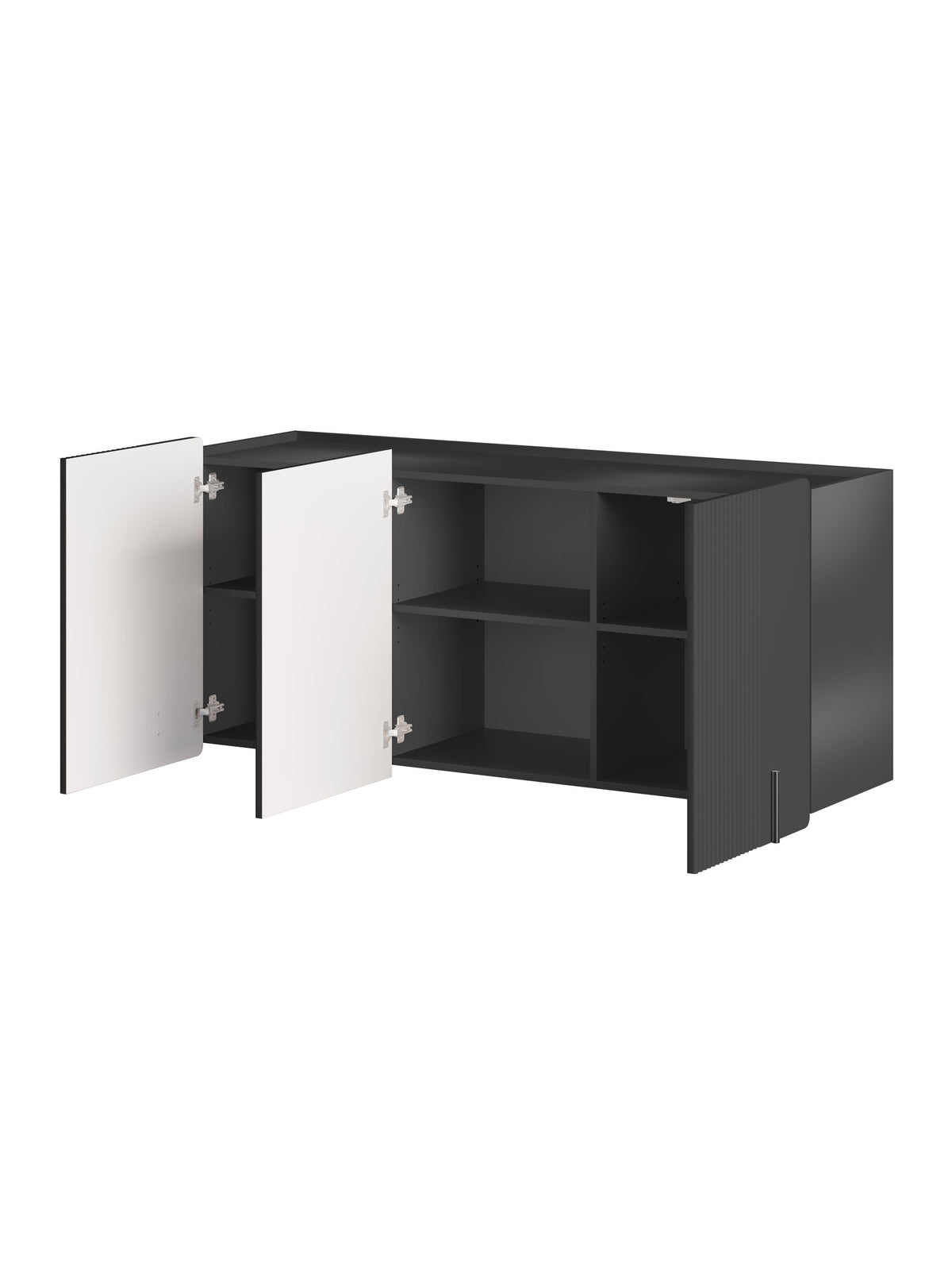 Komoda Malmi 150 cm trzydrzwiowa wisząca - czarny mat / czarny
