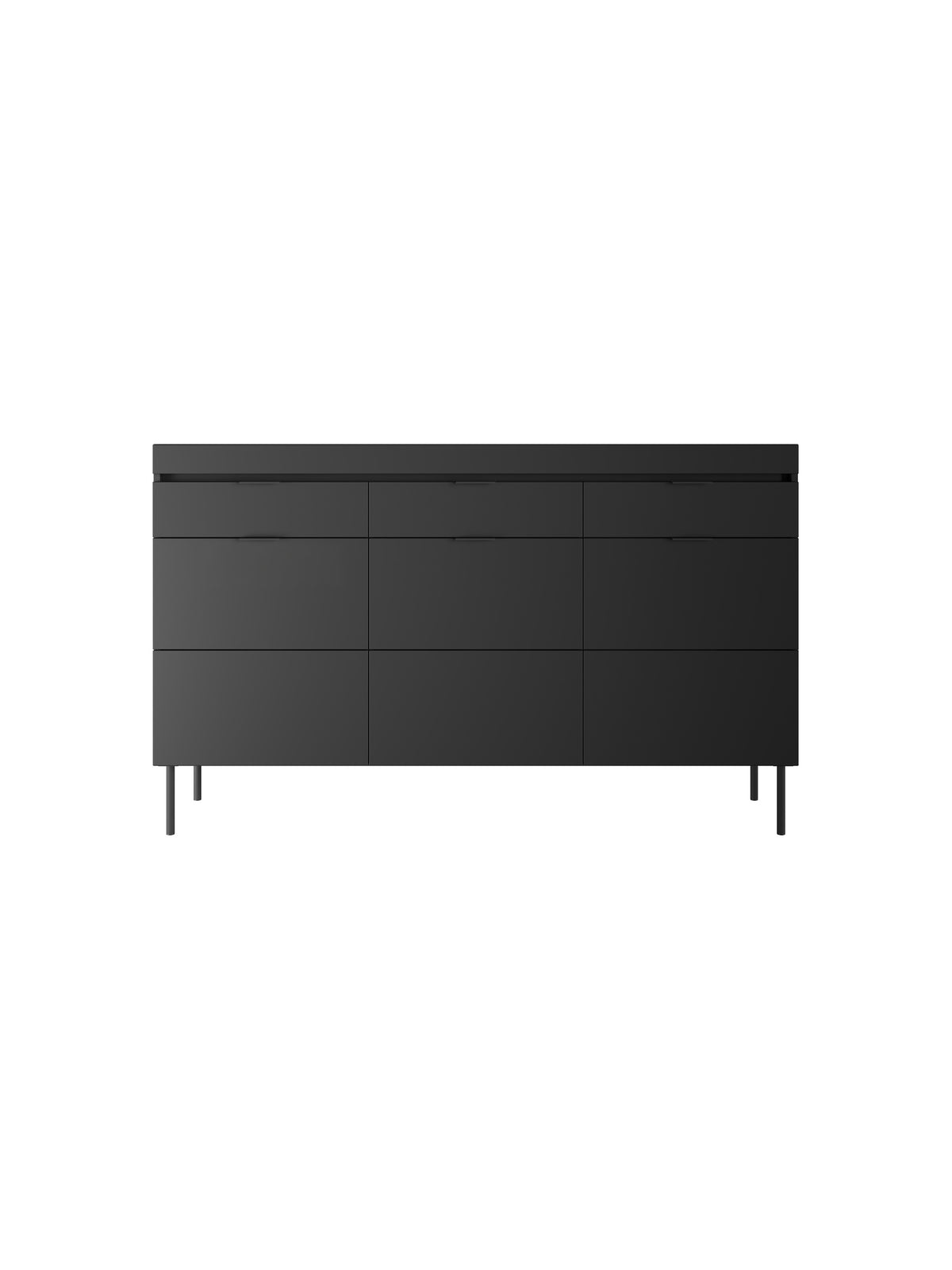 Komoda trzydrzwiowa Sentia 157 cm z trzema szufladami - czarny / czarny