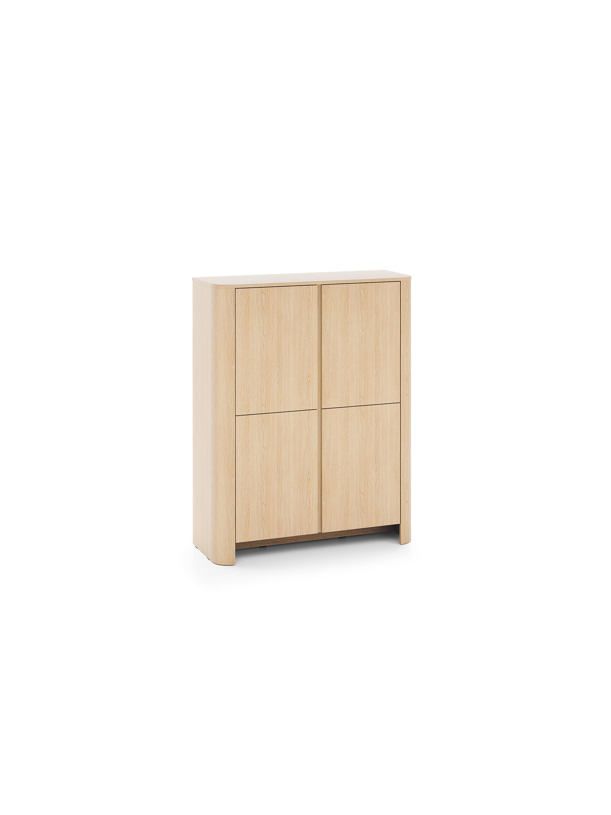 Komoda wysoka Sorrenti 103 cm w kolorze dąb vicenza z czterema półkami i systemem push to open