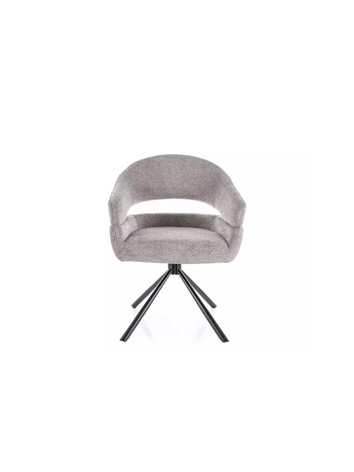 Krzesło tapicerowane Movelix obrotowe w szarej tkaninie boucle Raven 07 z czarnymi metalowymi nogami