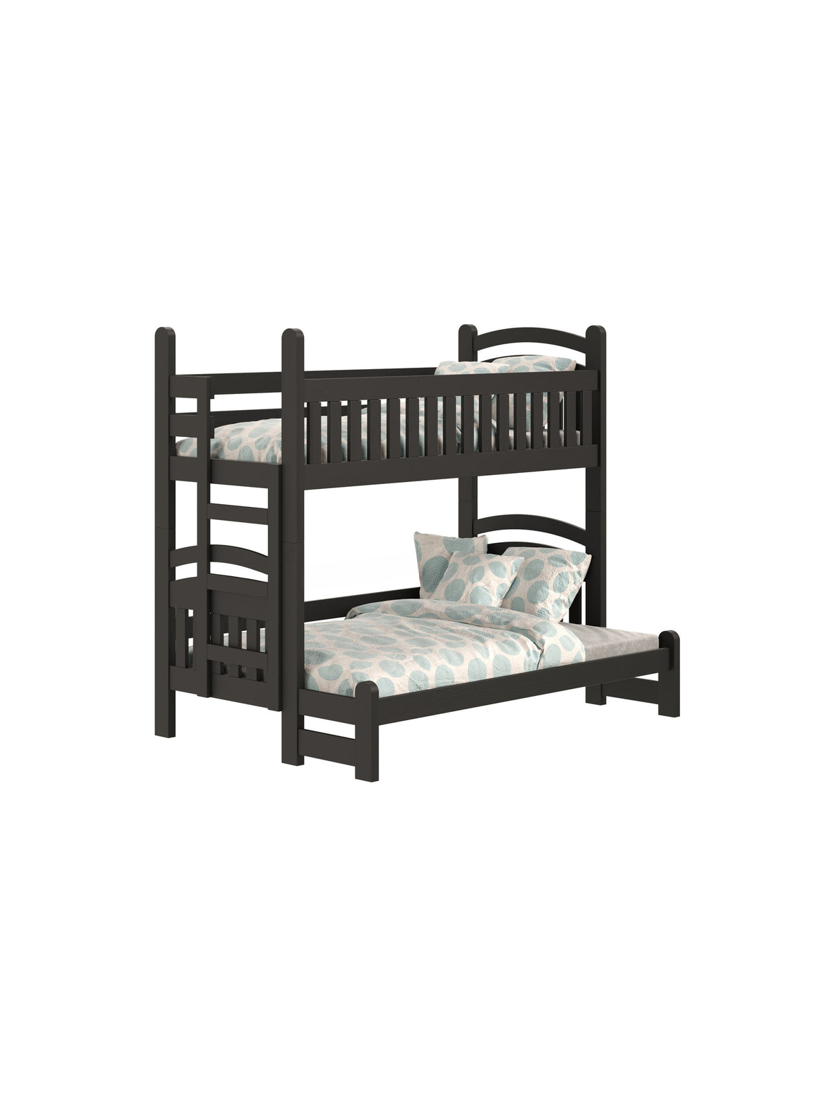 Łóżko piętrowe dziecięce Amely Maxi 80x200/120x200 lewostronne czarne