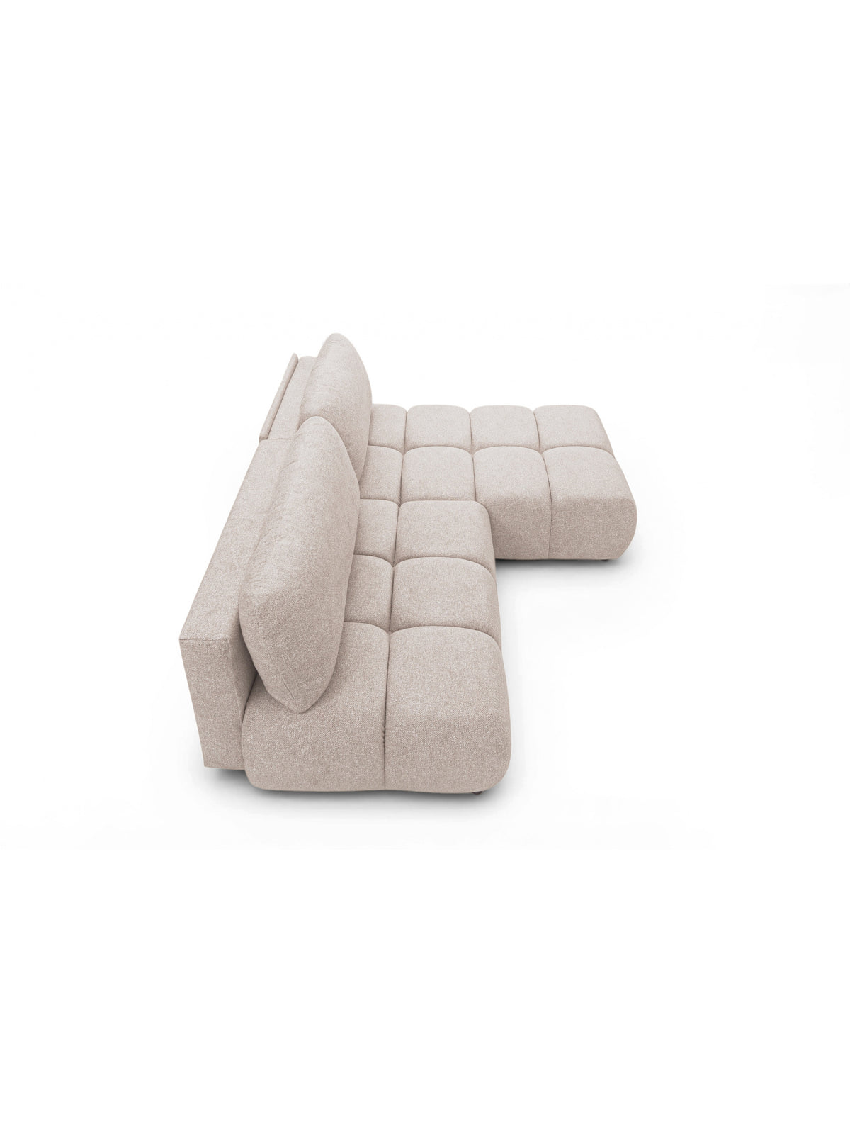 Narożnik Lerio lewostronny z jasnobeżową dzianiną hydrofobową, widok z góry