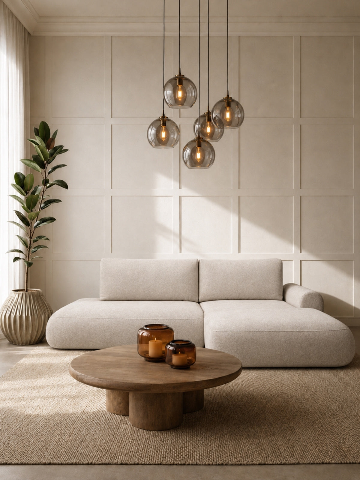 Narożnik Lotulis L II prawostronny jasny beżowy szenil Vibe 06 nowoczesny design