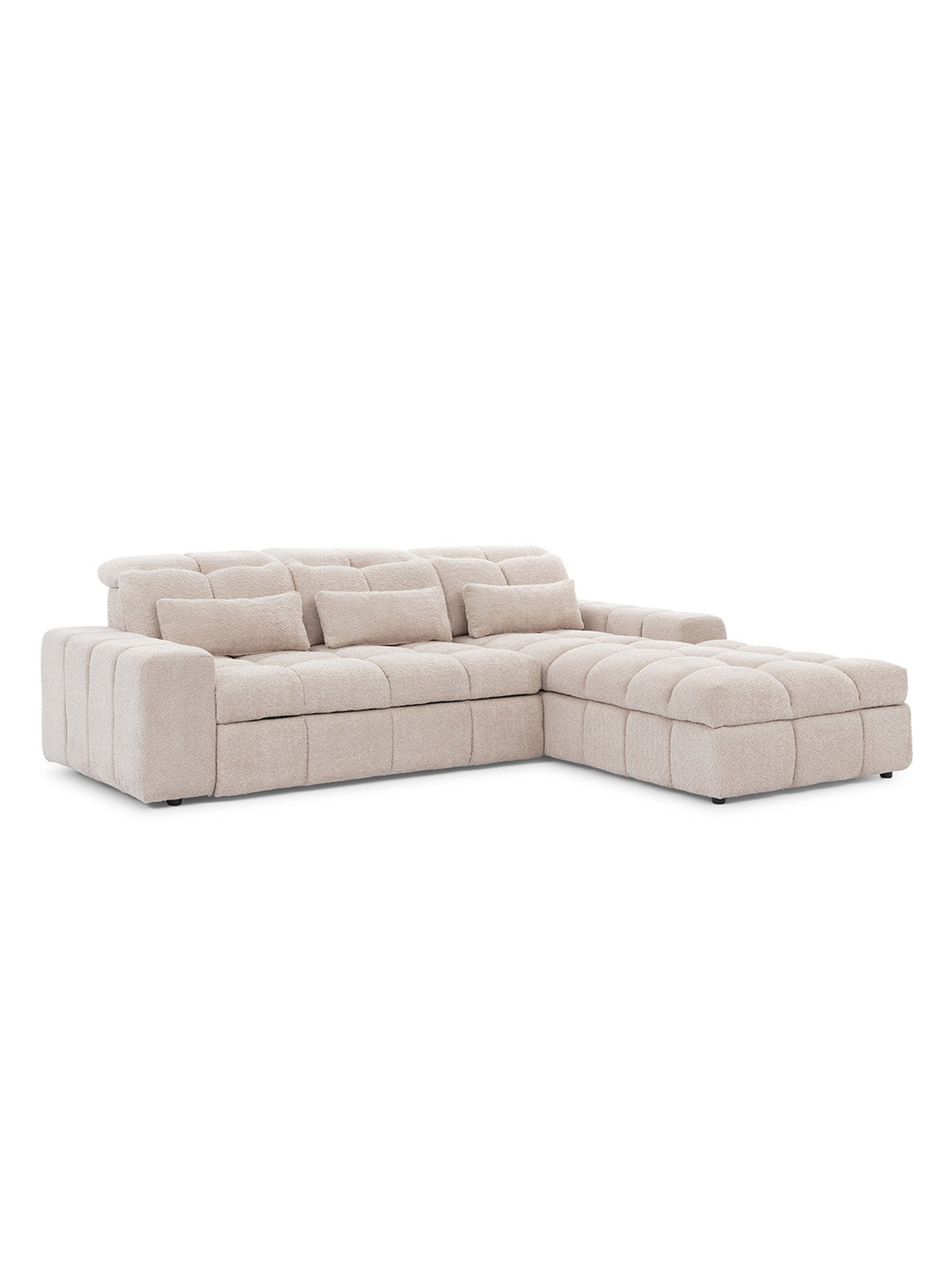 Narożnik Magnelio Mini elektryczny w jasnym kolorze z funkcją spania i regulowanymi zagłówkami