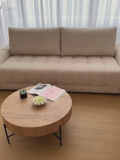Zestaw stolików kawowych okrągłych Liviano 80 i 45 cm - dąb naturalny / czarny