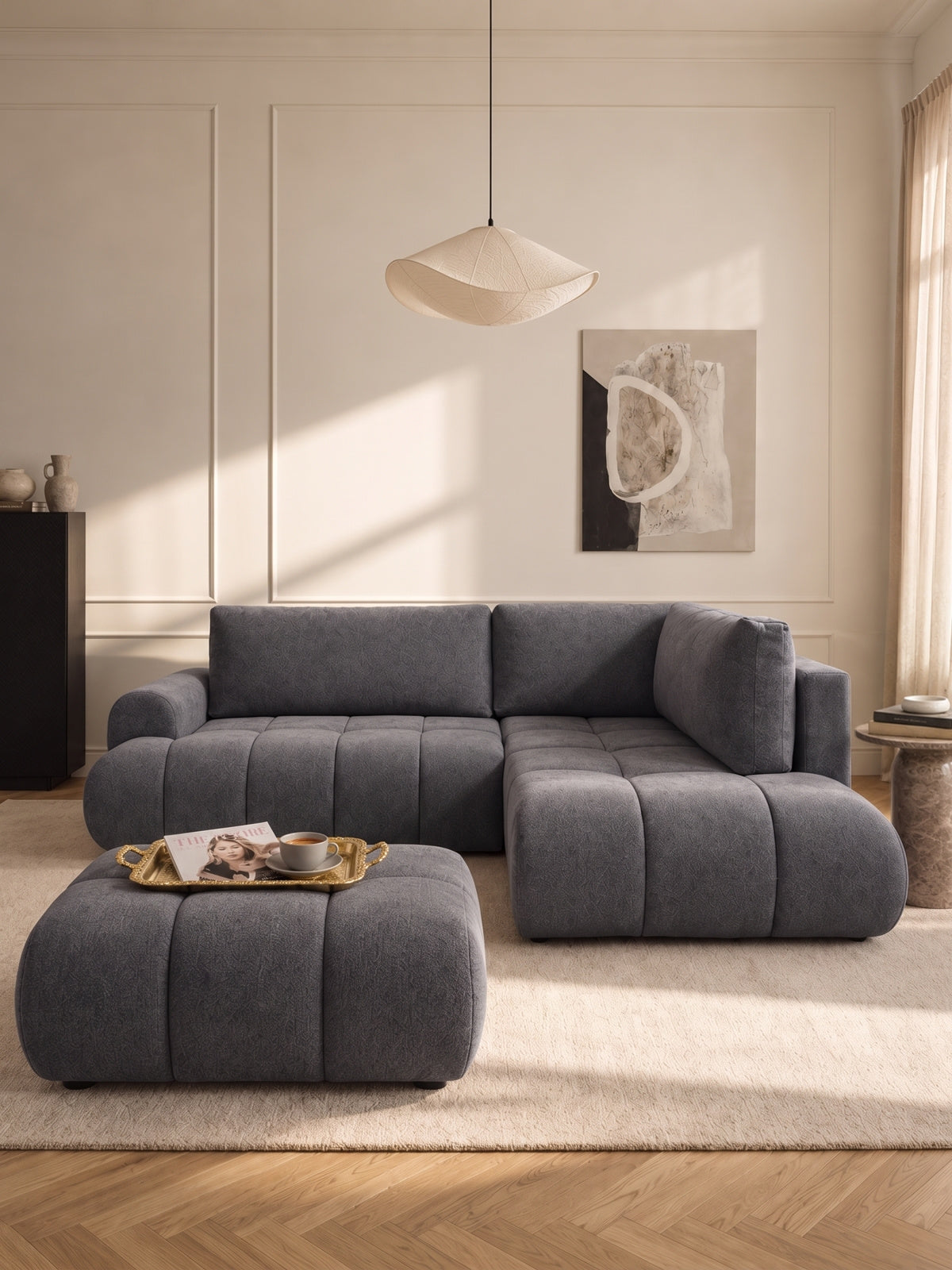 Pufa tapicerowana Lutario Mini - szary szenil Vibe 95