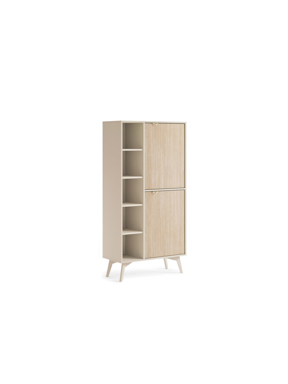 Regał Lumira 80 cm dwudrzwiowy piaskowy z frontem jodełka scandi