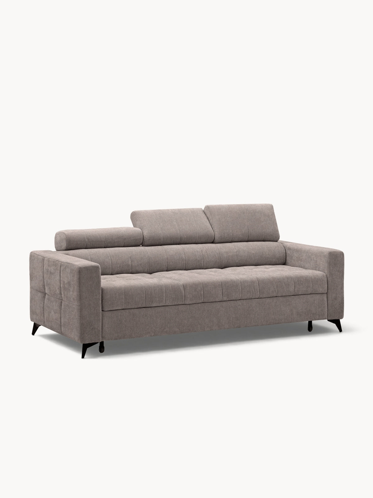 Sofa Nardo z funkcją spania w brązowym szenilu Vibe 21 z regulowanymi zagłówkami