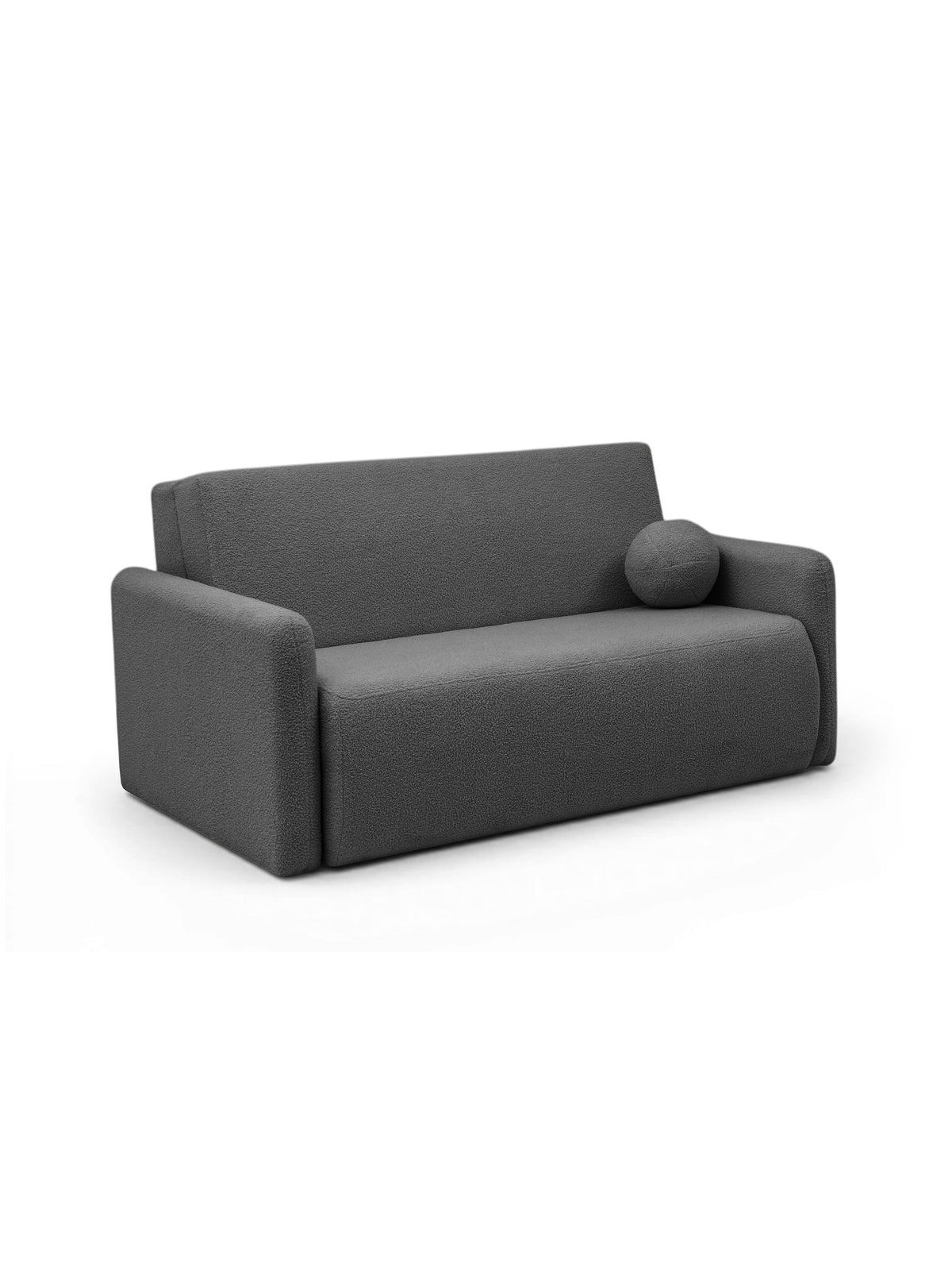 Sofa rozkładana Nido 120 cm szara boucle z pojemnikiem i poduszką
