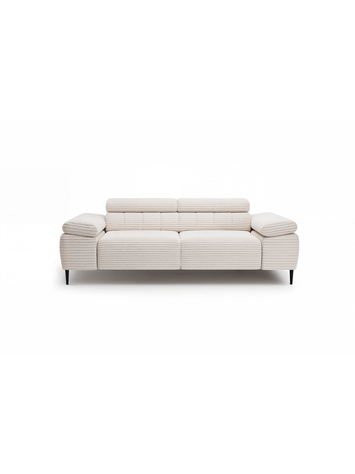 Sofa Taloria III trzyosobowa z jasnoszarym tapicerowanym elektrycznie wysuwanym siedziskiem
