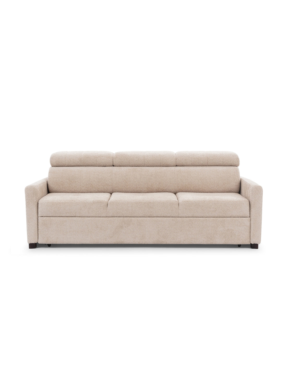 Sofa trzyosobowa Taremo beżowa z regulowanymi zagłówkami i funkcją spania