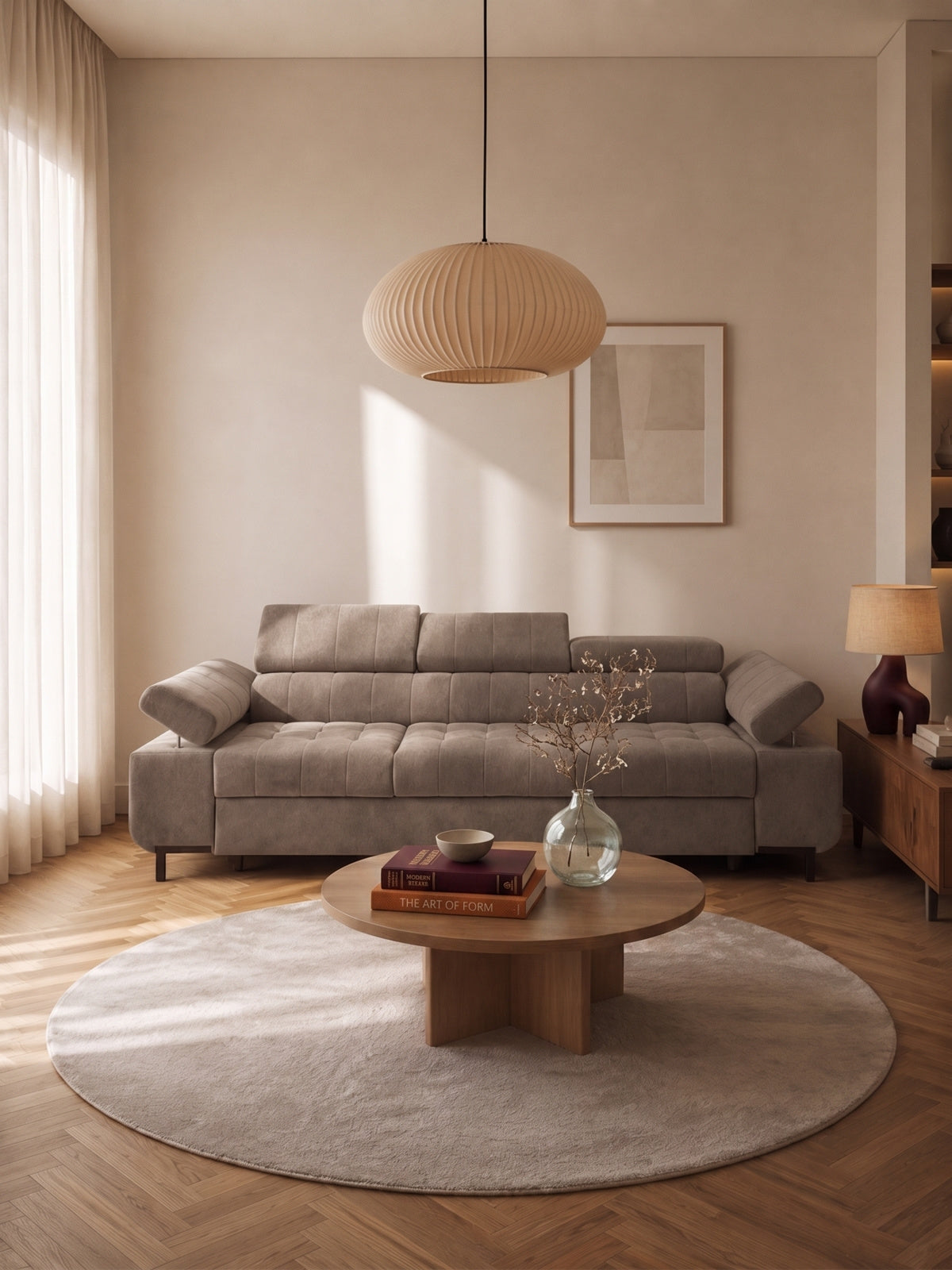 Sofa trzyosobowa Tyrion z funkcją spania - brązowy szenil Vibe 21