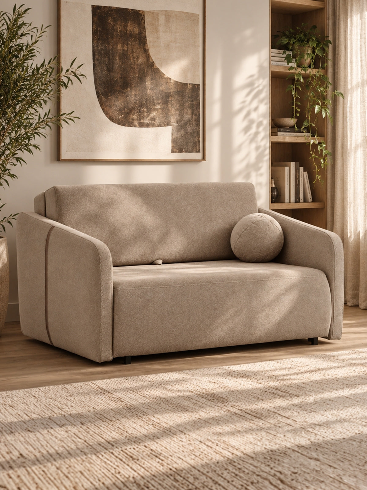 Sofa Zeldia 105 z funkcją spania - brązowy szenil hydrofobowy Spring 1110
