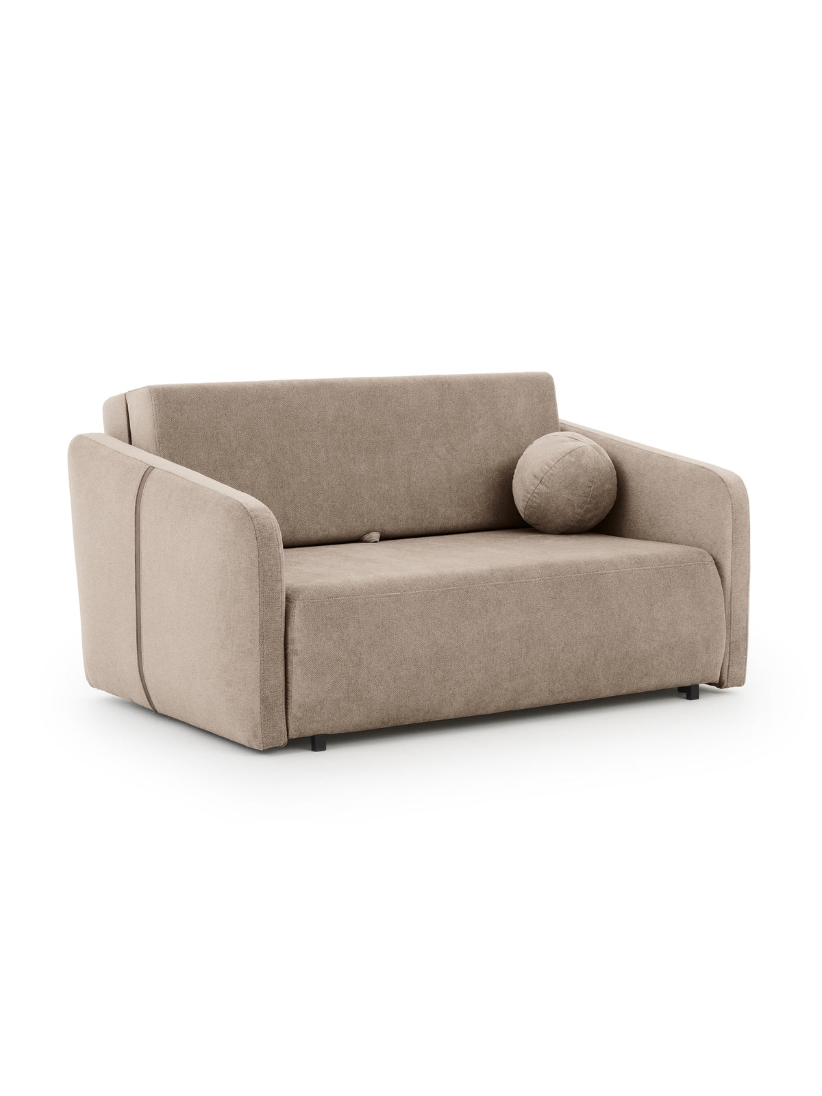 Sofa Zeldia 105 brązowy szenil hydrofobowy z funkcją spania, widok z przodu z poduszką