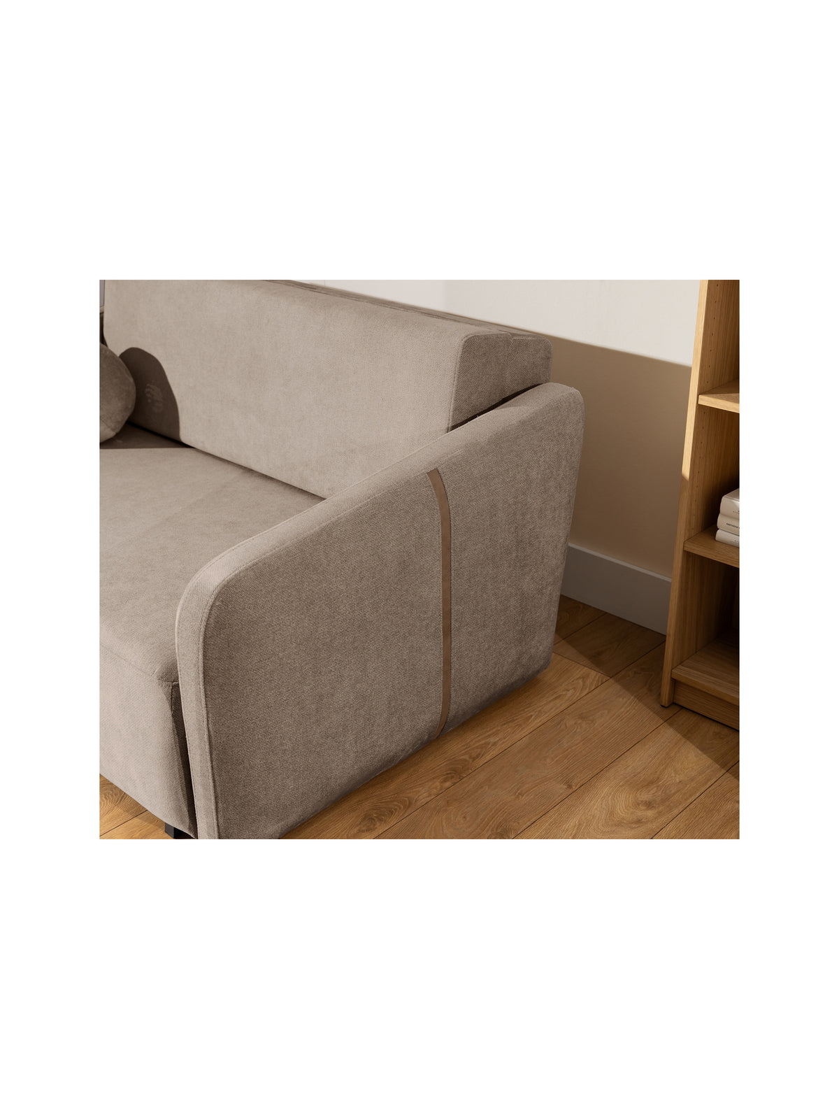Sofa Zeldia 155 brązowa z funkcją spania, szenil hydrofobowy, widok narożnika
