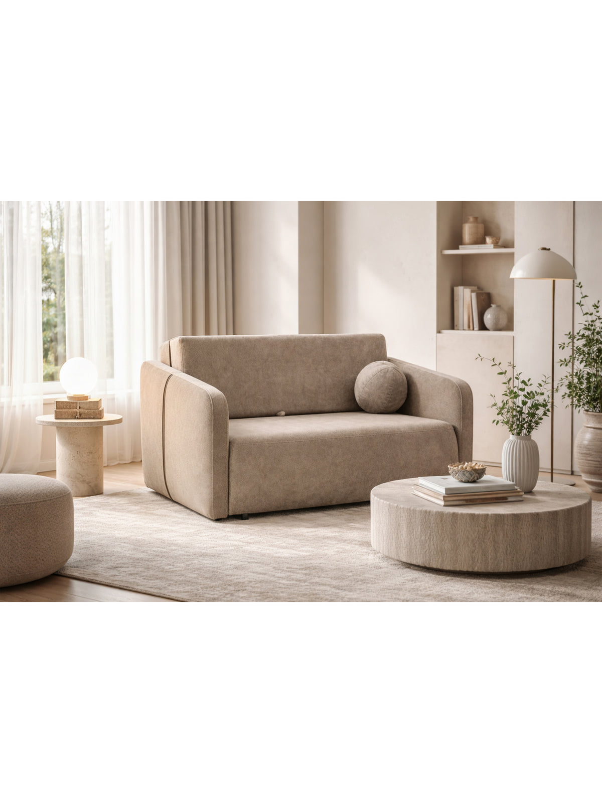 Sofa Zeldia 155 rozkładana brązowy szenil hydrofobowy w widoku frontalnym