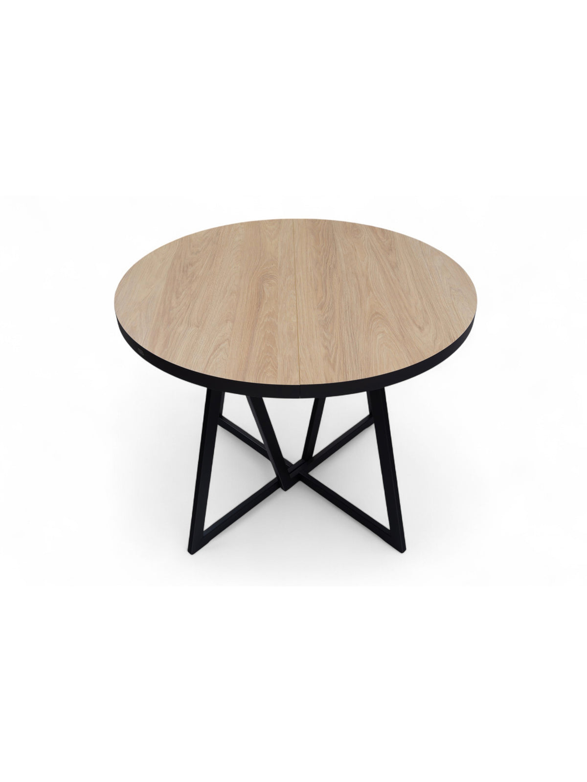 Stół okrągły Cedrus Linear rozkładany 95-150 cm dąb hikora czarny stelaż