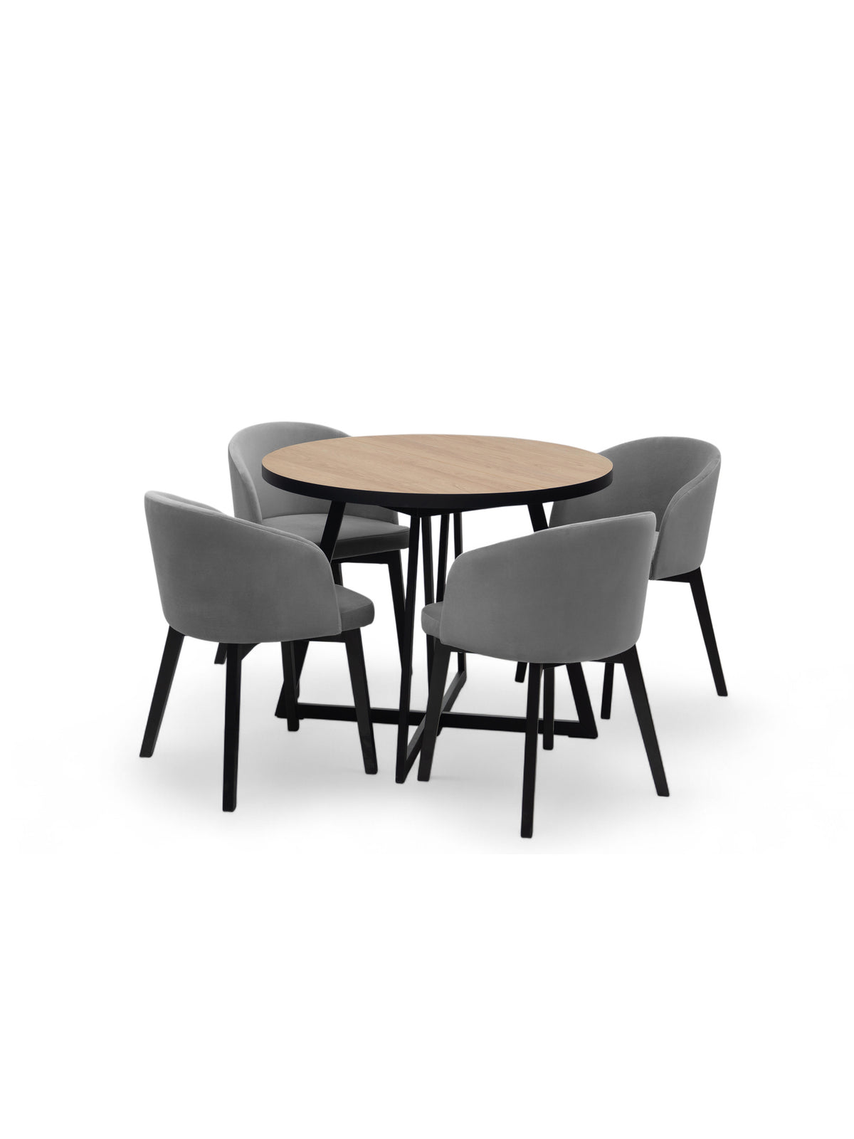Stół okrągły Cedrus Linear 105/160 cm loftowy rozkładany czarny stelaż dąb hikora