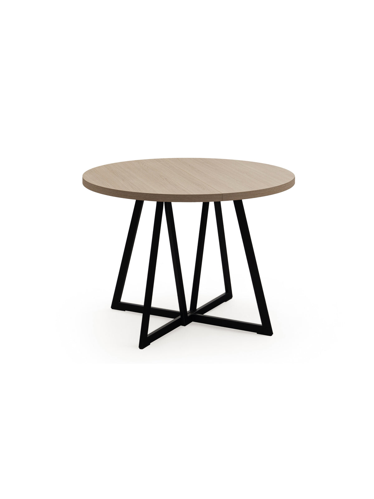 Stół okrągły Cedrus 105/160 cm rozkładany dąb vinceza z czarnym metalowym stelażem
