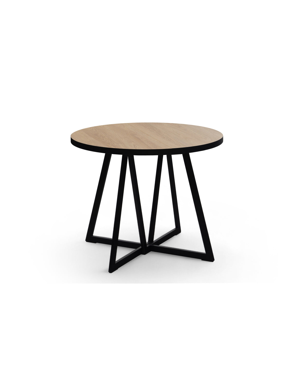 Stół okrągły Cedrus Linear 95/150 cm rozkładany z blatem dąb hikora i czarnym stelażem