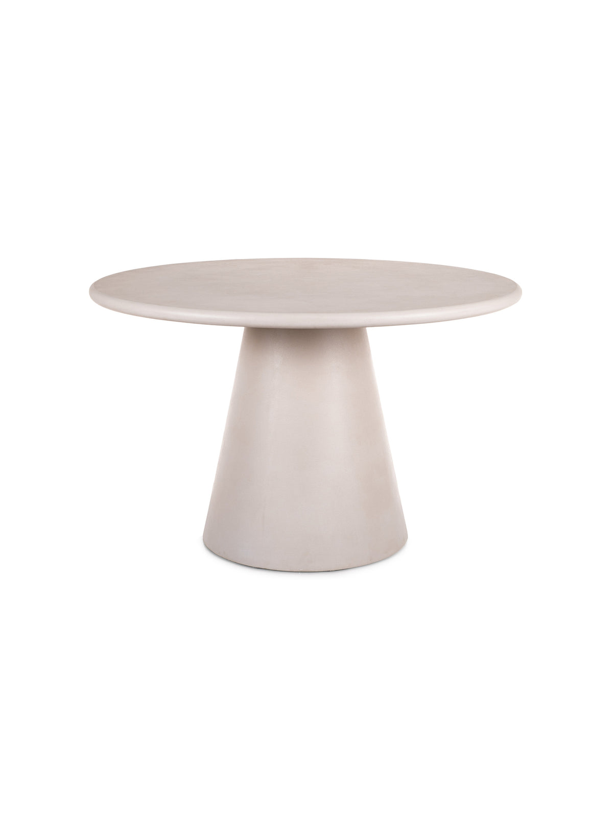 Stół okrągły Clav 120 cm kremowy z MDF i mikrocementem, nowoczesny design