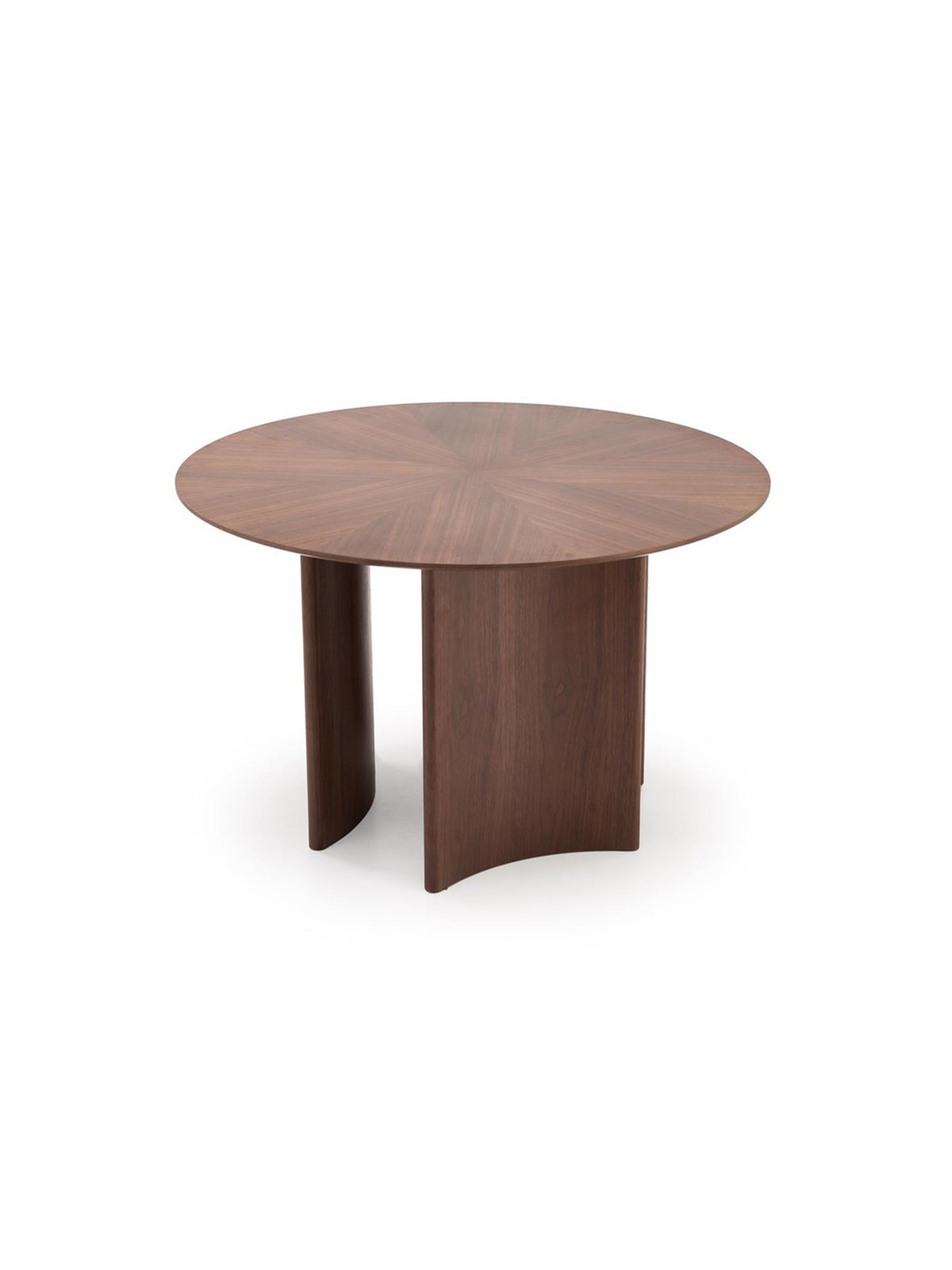 Stół okrągły Merulio 120 cm w kolorze orzech, nowoczesny design, widok z góry