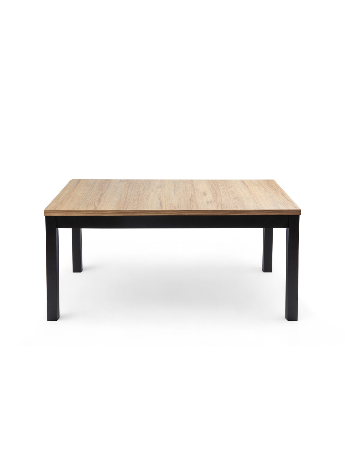 Stół rozkładany Werona 140-220x80 cm dąb pradawny z czarnymi nogami, widok z przodu