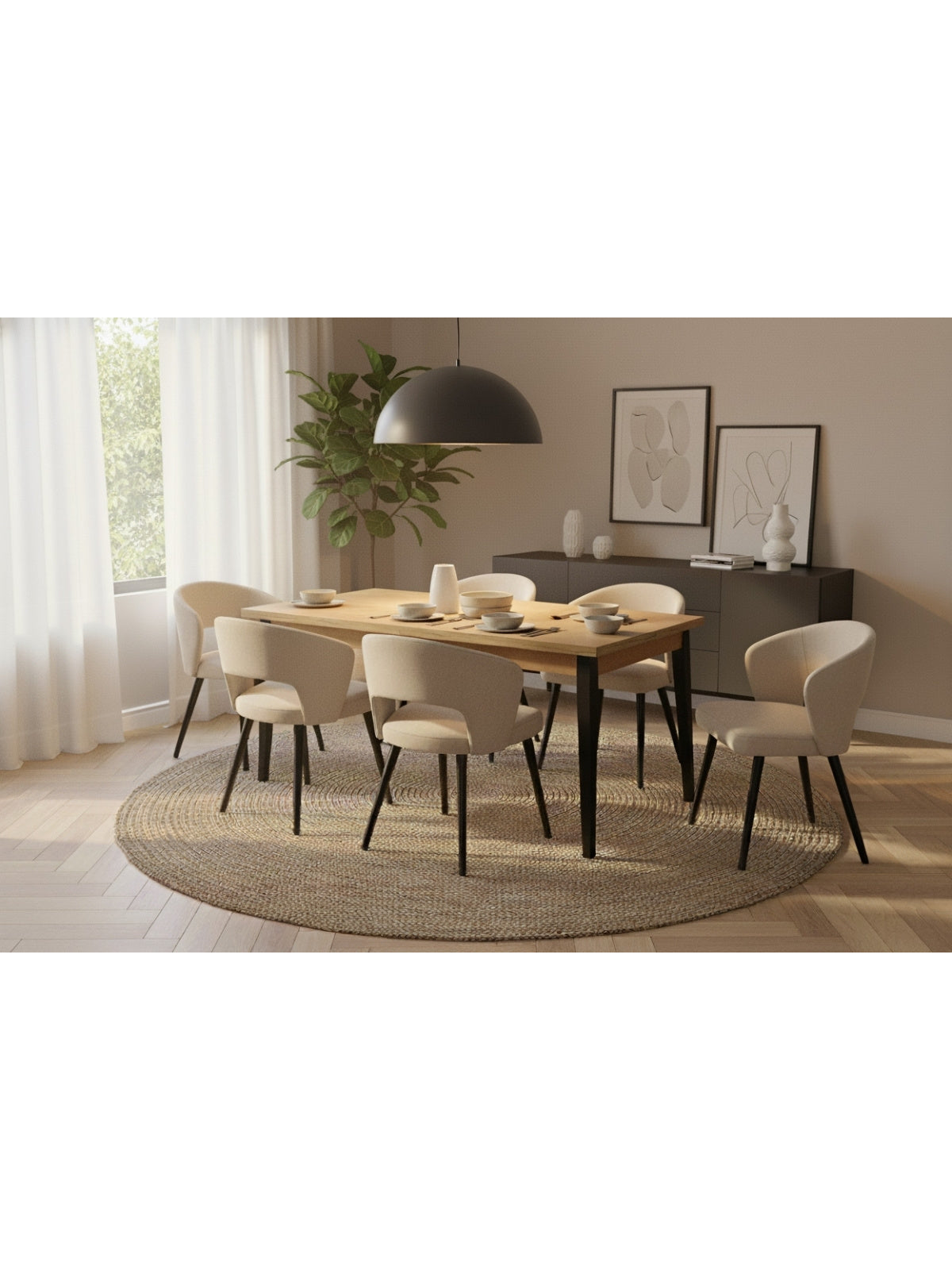 Stół rozkładany Paris 140-180x80 cm w brązowym kolorze, blat laminowany, nogi z litego drewna bukowego