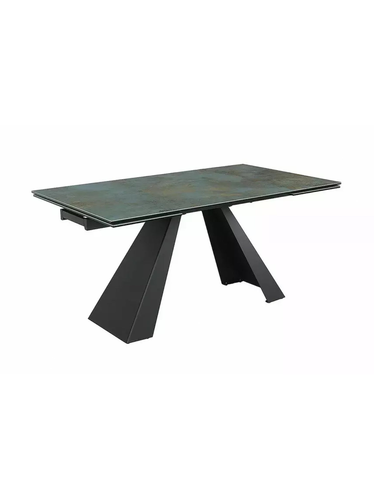 Stół rozkładany Zanivo 160-240x90 cm z turkusowym ceramicznym blatem marmur i czarnymi metalowymi nogami