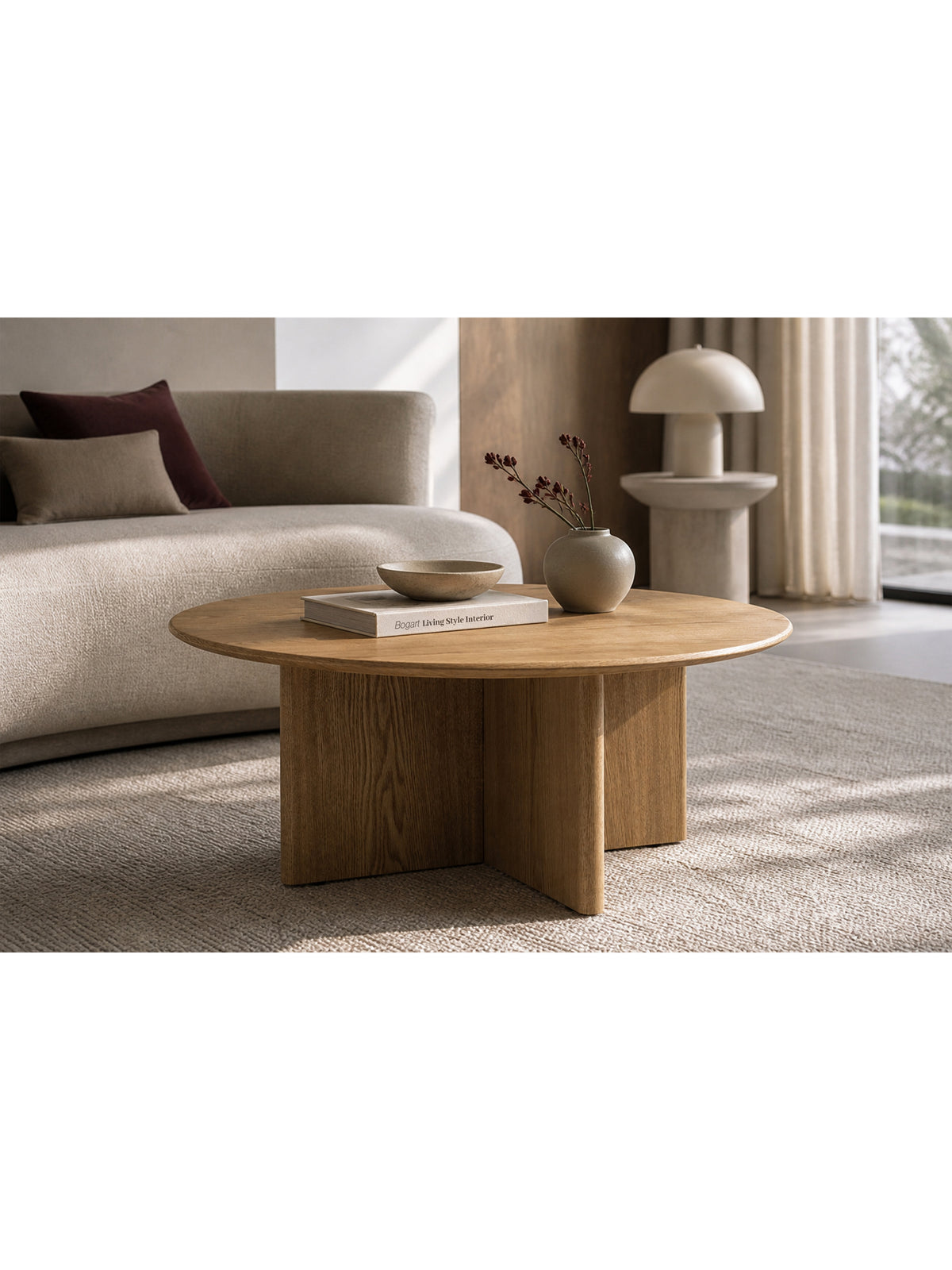 Stolik kawowy Nomis 80 cm okrągły - miel / jesion
