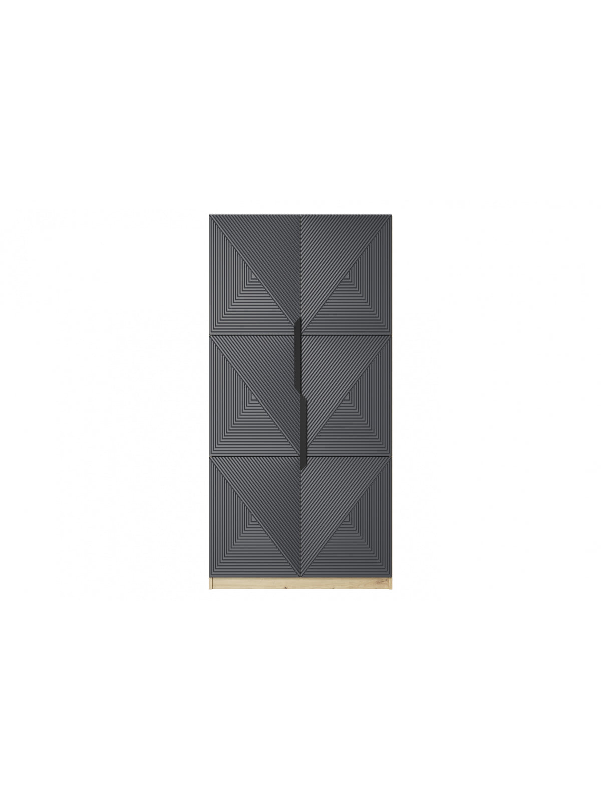 Szafa Asha 100 cm z ryflowanym frontem i metalowymi uchwytami- artisan / rivier stone mat / czarne uchwyty