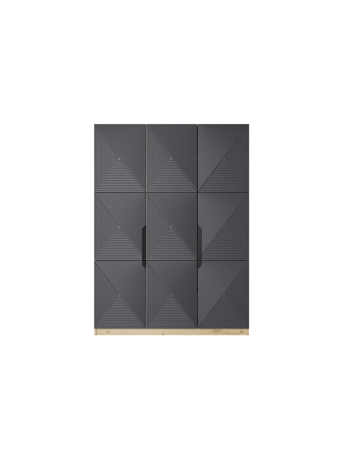 Szafa Asha 150 cm z metalowymi uchwytami - artisan / rivier stone mat / czarne uchwyty