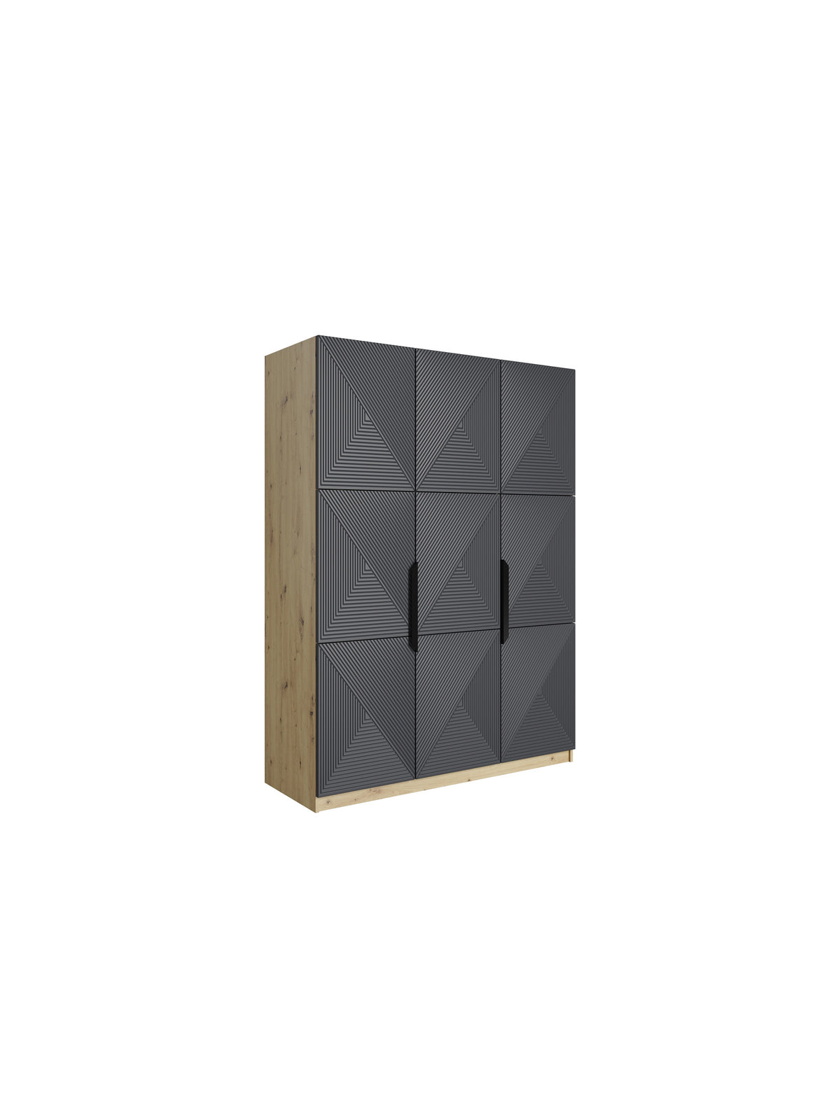 Szafa Asha 150 cm z metalowymi uchwytami - artisan / rivier stone mat / czarne uchwyty