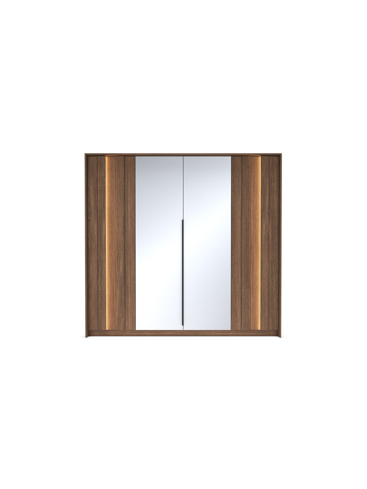 Szafa Flaro 223 cm z oświetleniem LED, dąb dunin, front lustro, cztery drzwi